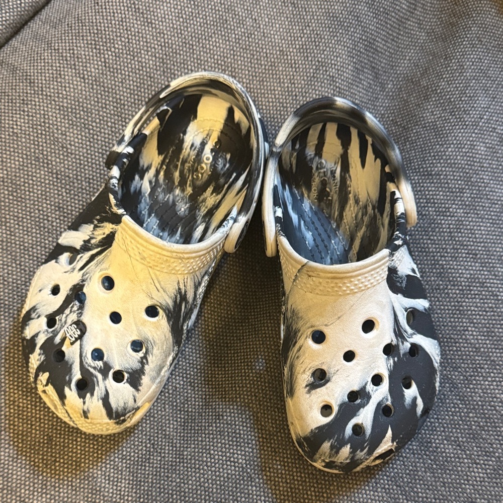 CROCS Black and Cream Water Shoes with Perforated Design